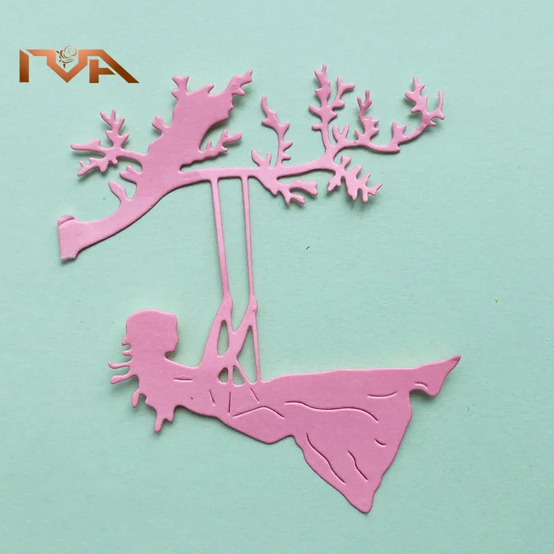 Штампы Скрапбукинг милая девушка Дерево игра под деревом бумажные изделия