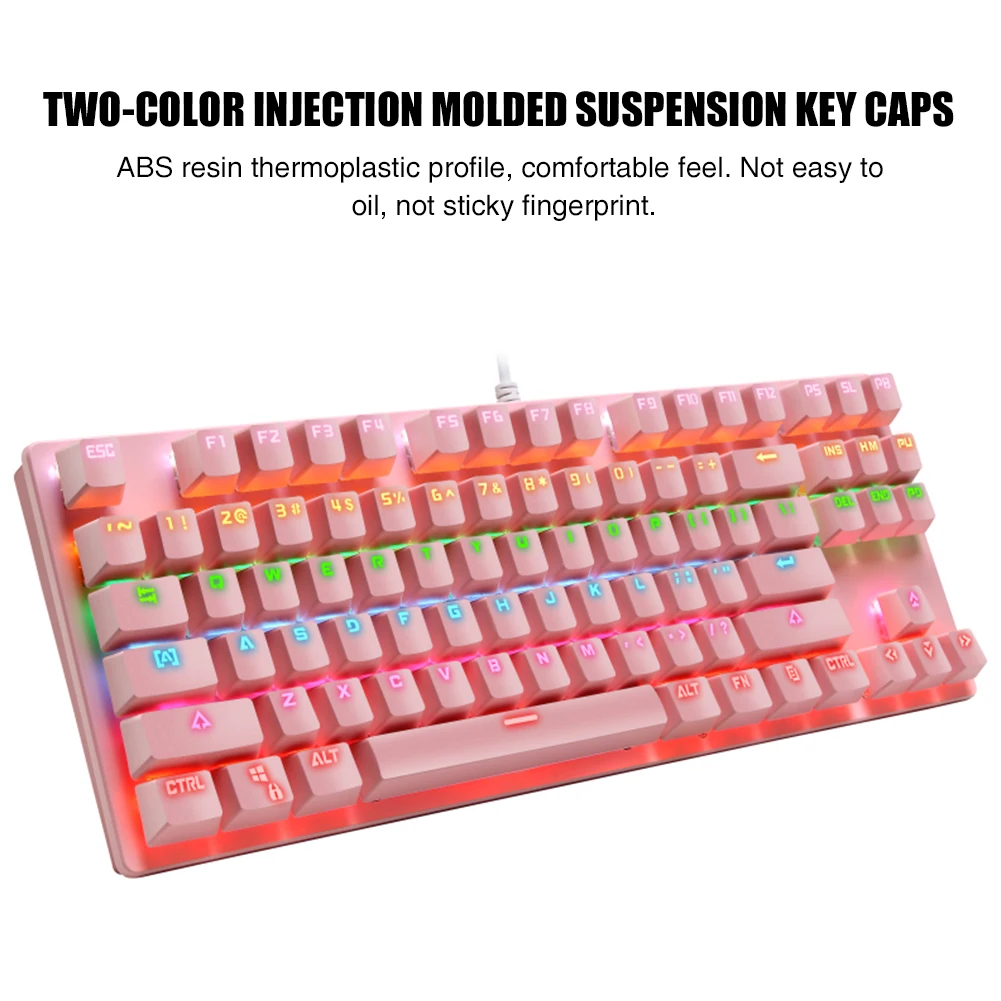 

Fashion Computer Accessory Colorful Backlit 87 Keys Anti Ghosting Home Office For PC Ergonomic Gaming Mechanical Keyboard Typing