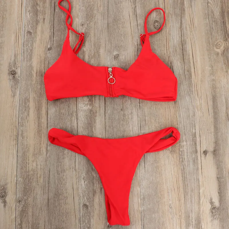 Соблазнительный комплект бикини новинка 2019 летний однотонный купальник