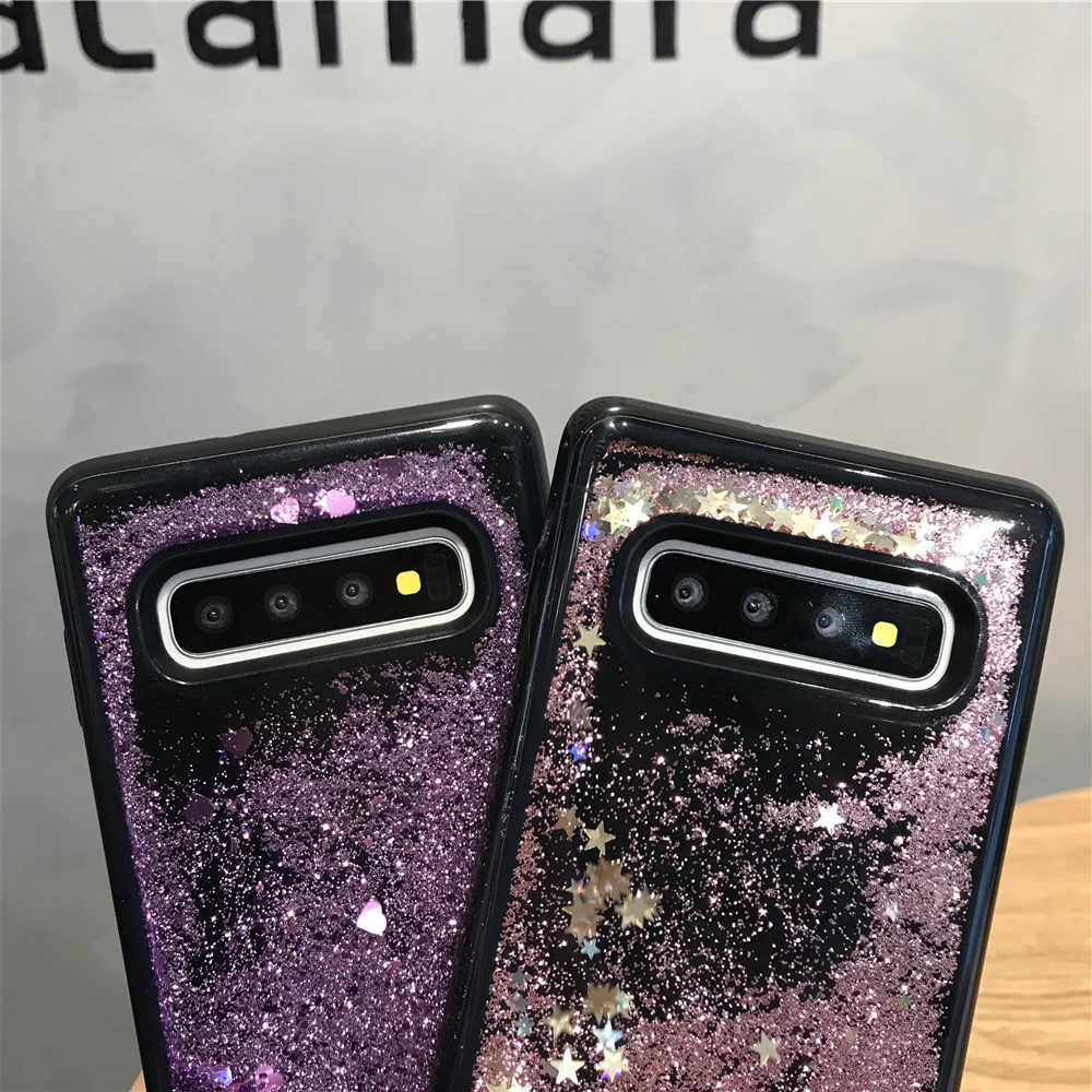 Black TPU Silicone Bumper Dynamic Liquid Quicksand Case For Samsung Galaxy S10 Plus S10E S9 S8 S7 S6 Edge Cover Phone |