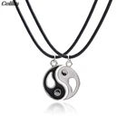 2021 пара ожерелий эмалированная Сплетница Тай Чи черно-белая Инь Янь кожаная цепочка Кулон Ожерелье для лучших друзей ювелирные изделия подарок