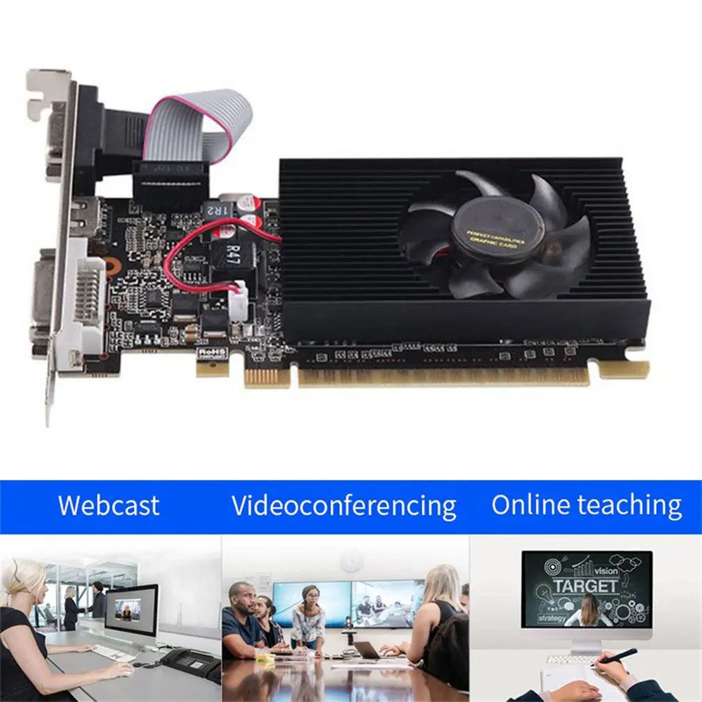 Видеокарта GT210 DDR2 1 ГБ 64 бит 512 МБ графическая карта GPU для настольного ПК экран