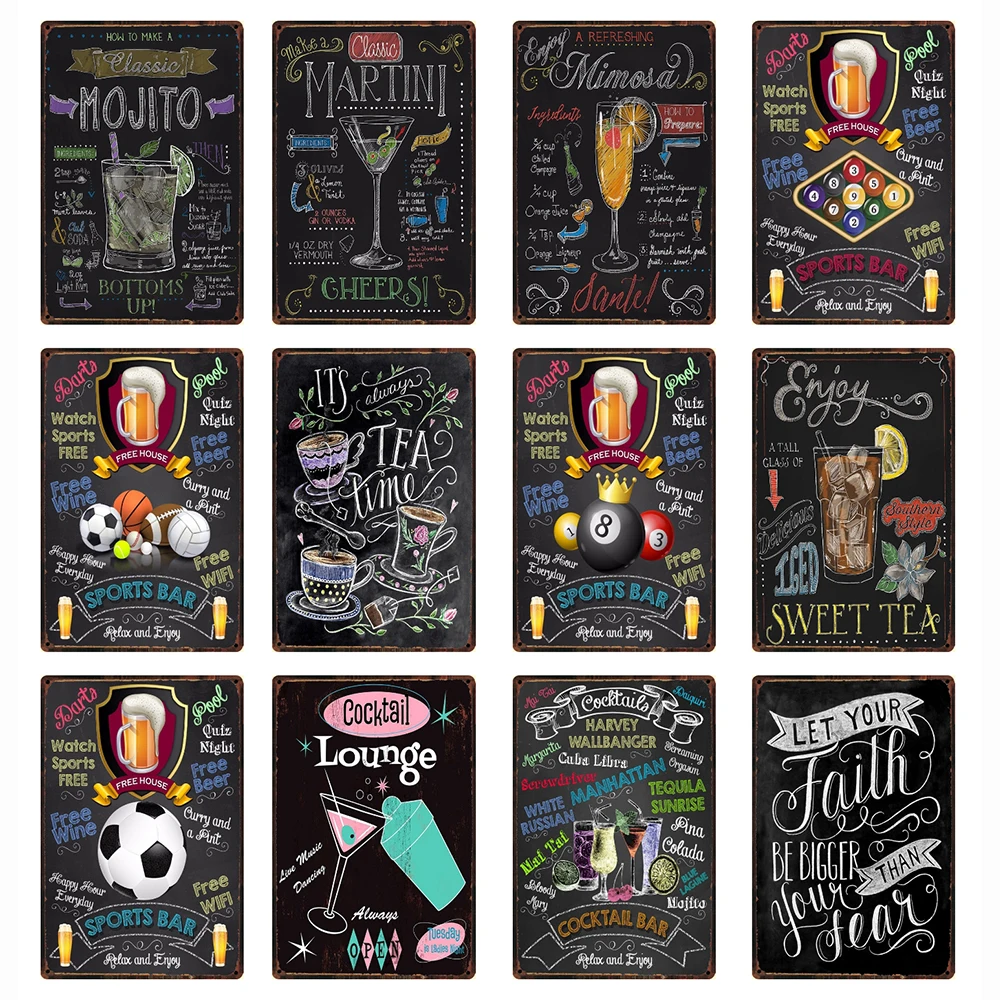 [Kelly66] футбольный Баскетбол Бар Пиво Мохито чай коктейль жестяной знак плакат