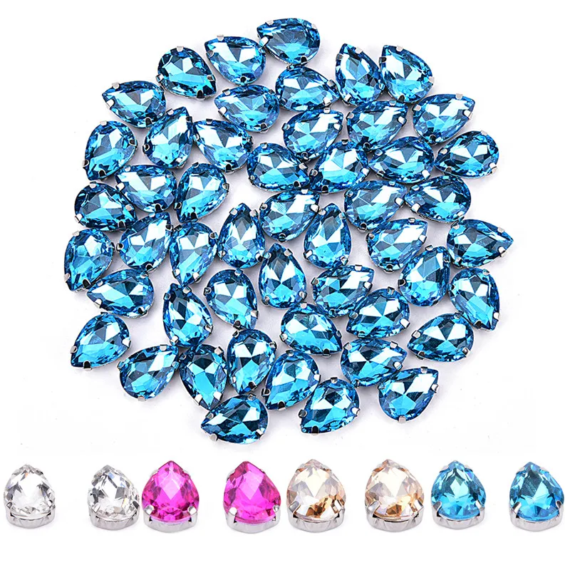 

2021 Fashion 50pcs Hot Drop Water Art Decoration Rhinestones 3D Glitter Charm Nail Gem Stones Wheel DIY Sew On Claw Accessories