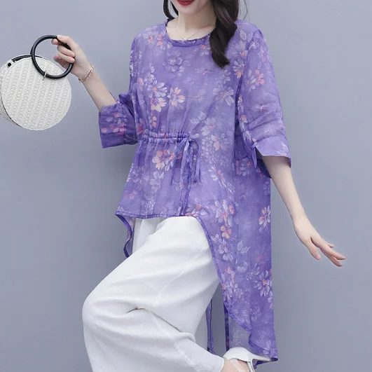 

Women 2021 Summer Fashion 2 Piece Sets Female New Loose Printed Pullover Tops Ladies High Waist Casual Wide-leg Pants Suits K78