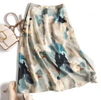 fashion printed skirt womens long tooling style design three dimensional irregular overskirt high waist bag hip skirt