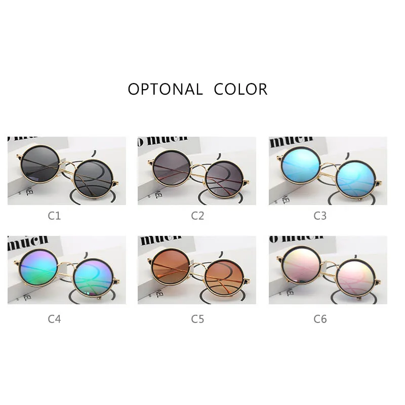 

Q Gafas Driving Glasses Men Female Sunglasses Retro Round UV400 Female Shades Retro Eyewear Steampunk Style