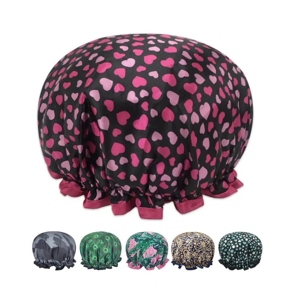 

1PC Shower Cap Waterproof Reusable Smooth Elastic Shower Hat for Kitchen Women Supplies Bath Hat Bathroom Accessories
