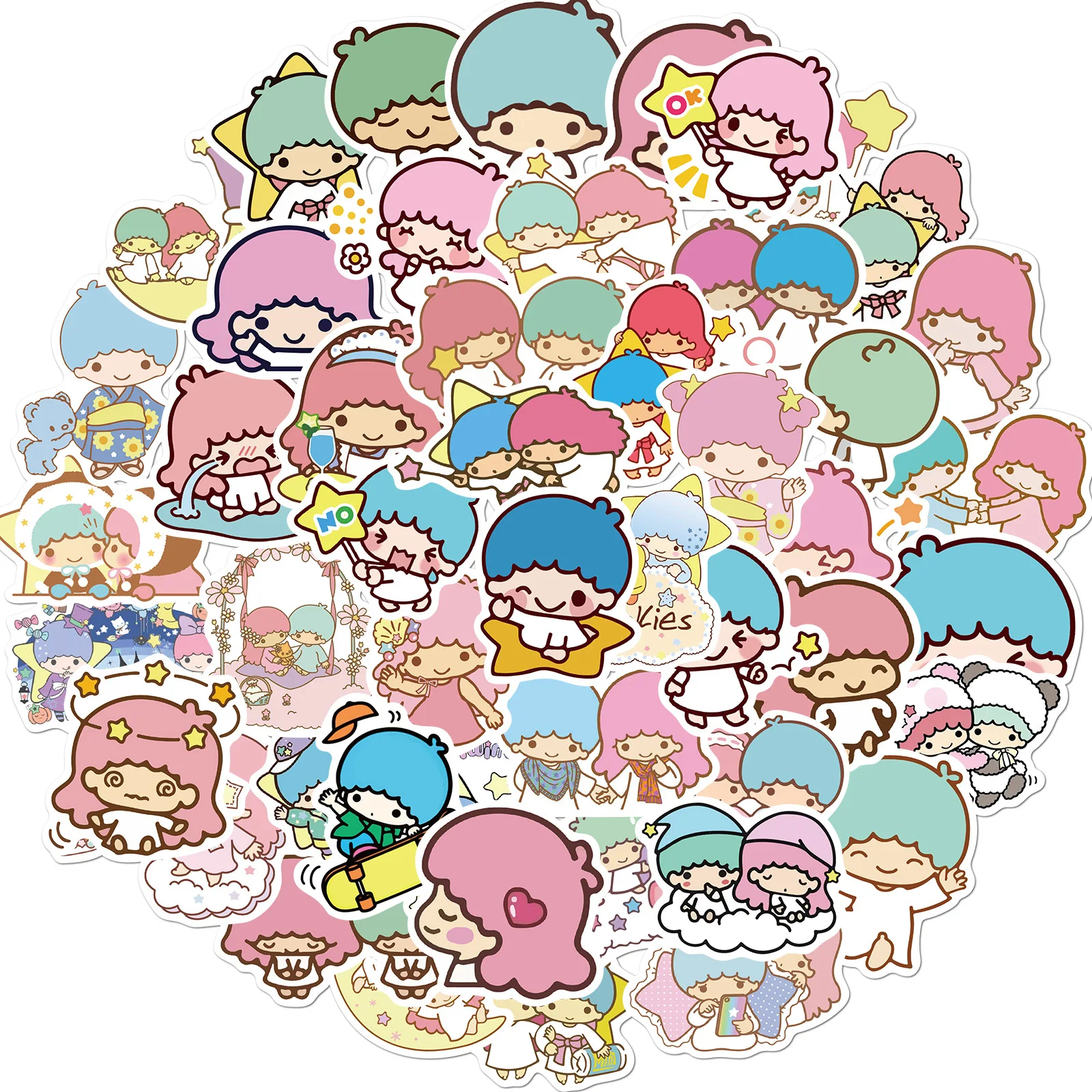

Cute Cartoon Gemini Graffiti Aesthetic Stickers Suitcase Motorcycle Notebook Guitar School Office Stationery Decoration 50PCS