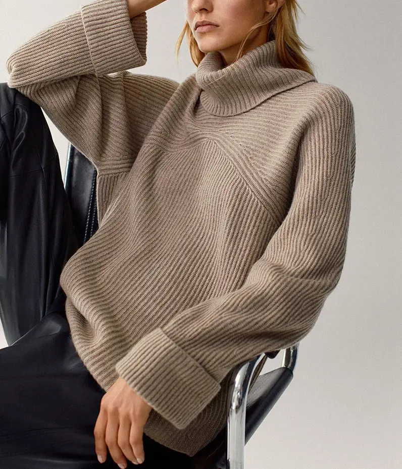 

Loose Women Sweater Turtleneck Sweater Cloak Wide Sleeve Sweater Women's Turtleneck Sweater