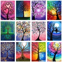 5d diy diamond painting colorful trees cross stitch embroidery mosaic handmade full square round drill wall decor craft gift