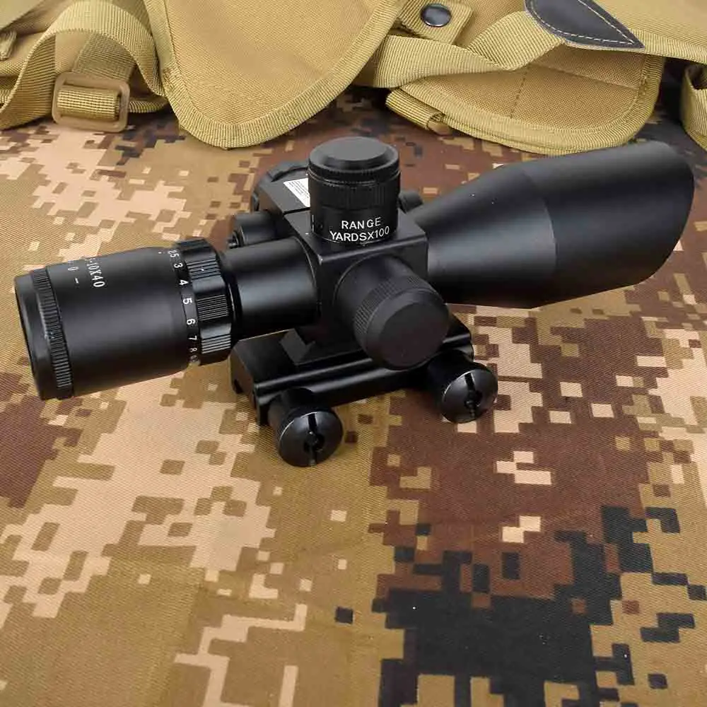 Тактический оптический прицел для винтовки 2 5 10x40 с красным лазером