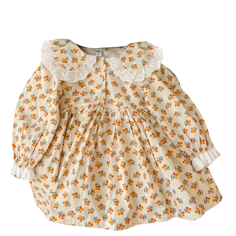

2021 Ins Fashion Girls Dresses Spring Summer Children Clothing Flower Dresses