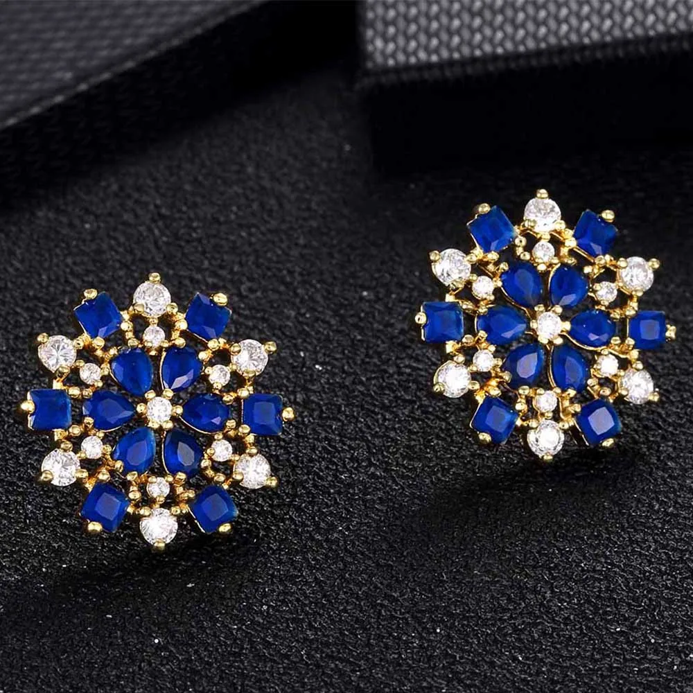 Медные серьги гвоздики в виде цветка простой дизайн стразы с кубическим