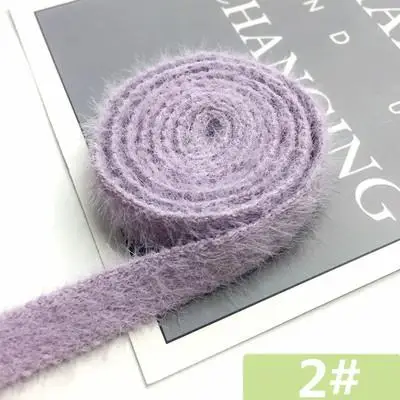 10 мм широкий имитация норки шерсть вязаный бант из атласной ленты Diy материал серьги ручной работы аксессуары для волос декоративная лента - Цвет: purple