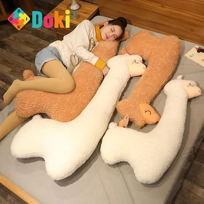 

Doki Toy 75-130cm Lovely Alpaca Plush Toy Soft Stuffed Sleeping Pillow Japanese Alpaca Throw Cushion Dolls Home Bed Decor Gifts