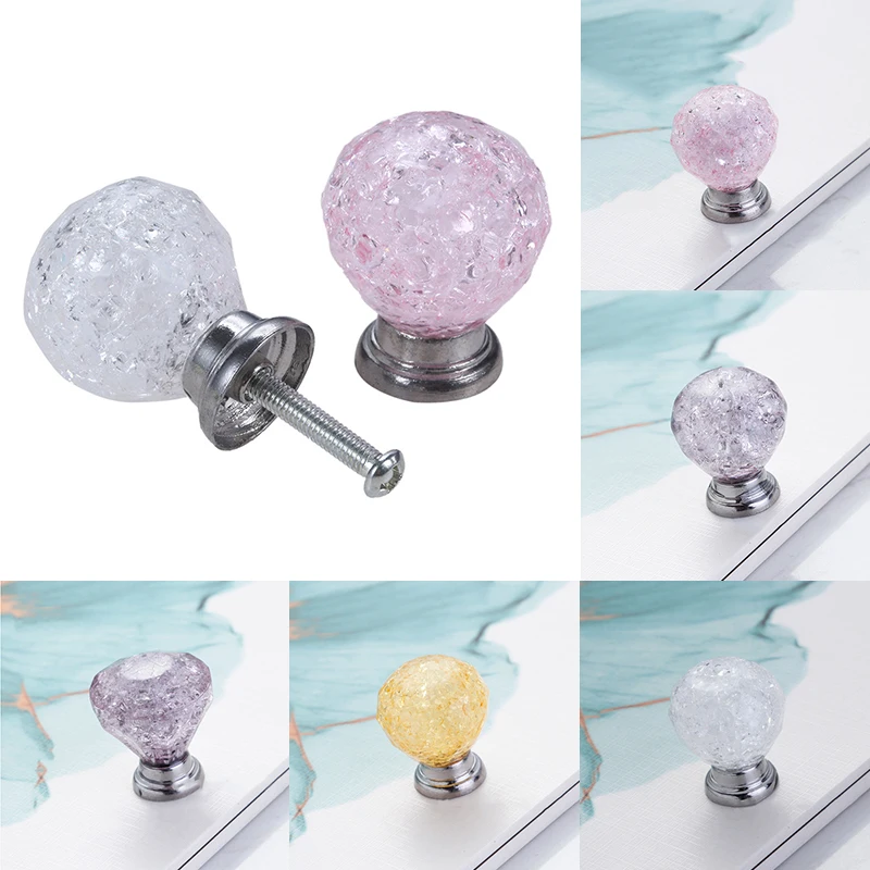 

Crack Ball Shape Drawer Knobs Acrylic Screw Ice Crackle Crystal Gem Round