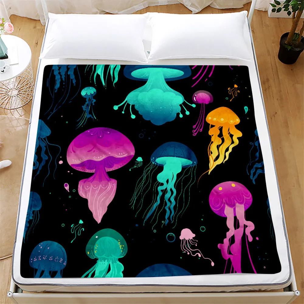 

Jellyfish Flannel Blanket 3D Print Marine Life Fleece Blanket Home Textile Throw Blanket For Bedroom Blanket For Kids Blanket