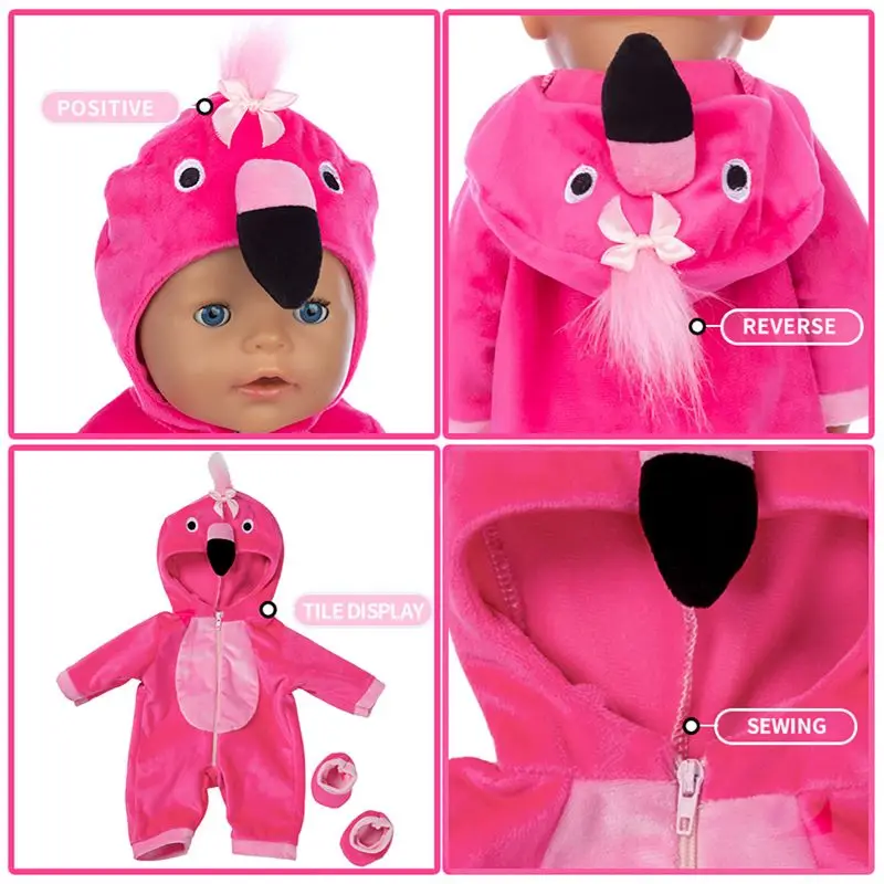 

2021 Одежда для новорожденных подходят дял 18-дюймовой куклы одежда аксессуары Фламинго дизайн Плюшевый комбинезон для малышей подарок на ден...
