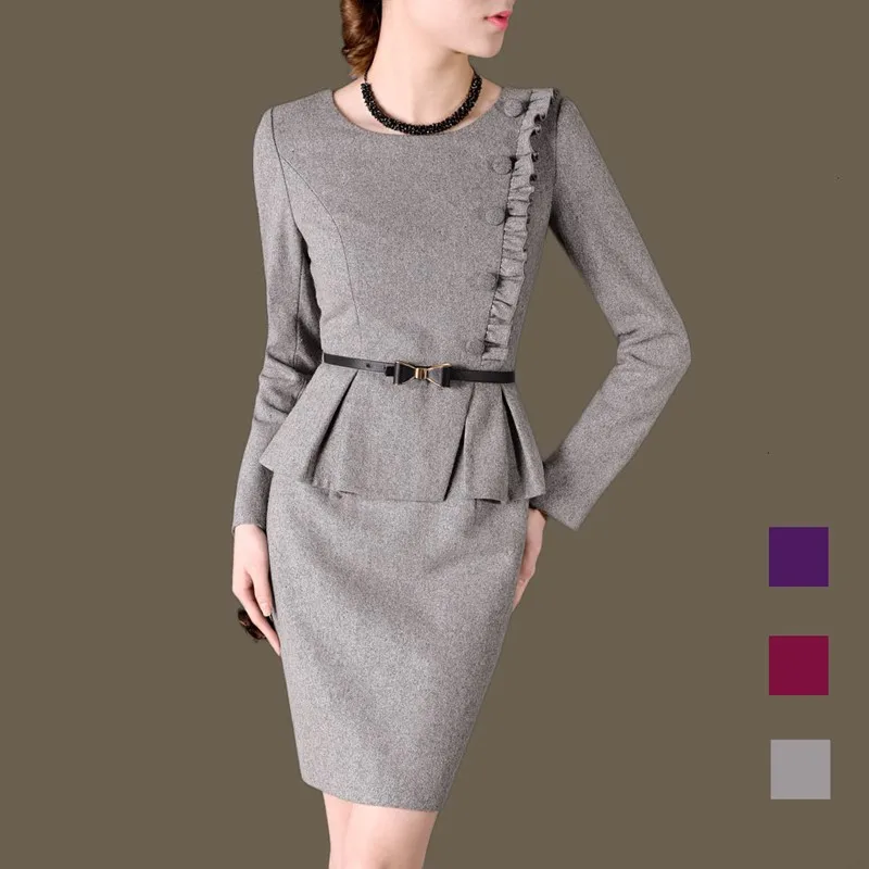 Брендовое шерстяное платье European Version благородное и элегантное тонкое из