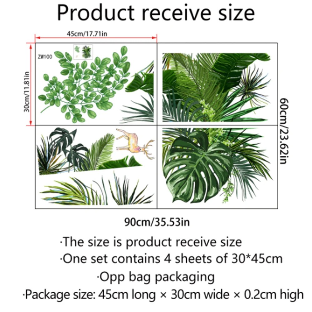 

Flower Green Plant Turtle Back Leaf Fawn Creative Wall Decal Background Wall Living Room Decoration Wall Sticker