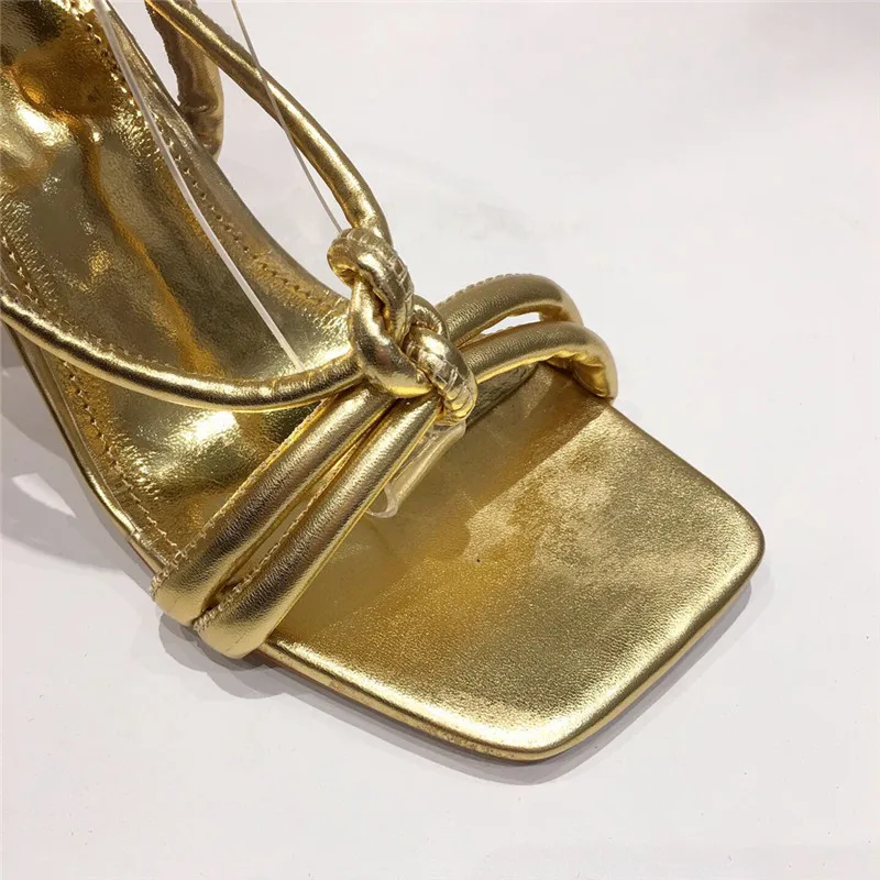 Женские сандалии с узкими лентами MOLAN черные золотистые белые дизайнерские в