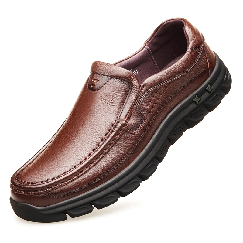 2019 новые домашние тапочки из натуральной кожи Для мужчин удобная обувь Лоферы