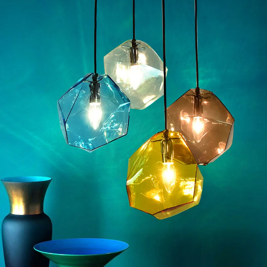 

Creative Colorful Glass Hanging Light Modern Minimalist Pendant Lights Bedroom Living Room Kitchen LED Pendant Lamps