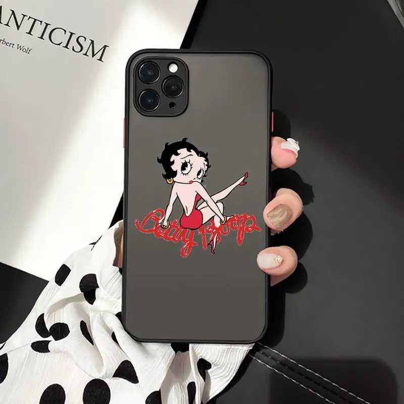 

Betty boop cartoon Phone Cases Matte Transparent for iPhone 7 8 11 12 s mini pro X XS XR MAX Plus cover funda