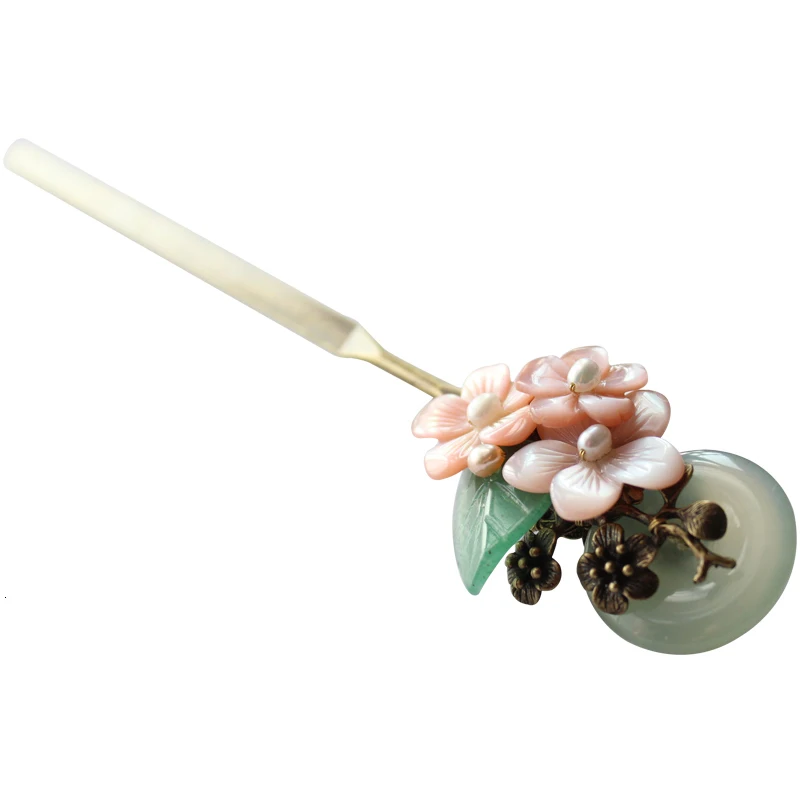 Новый дизайн натуральный материал заколки для волос розовая оболочка цветок