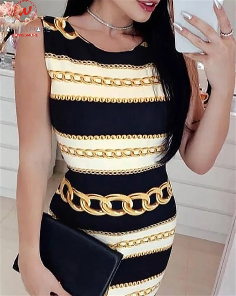 Женское платье карандаш с круглым вырезом без рукавов|Женские платья| |