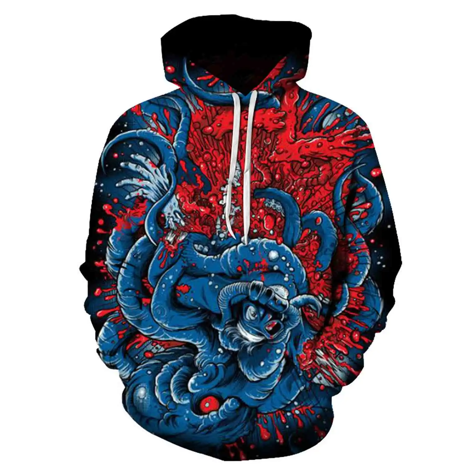 

Autumn Hoodie 3D Printing Eagle Flag Men's Hoodie Skull Pattern Punk Rock Men's and Women's Hoodie Same Top