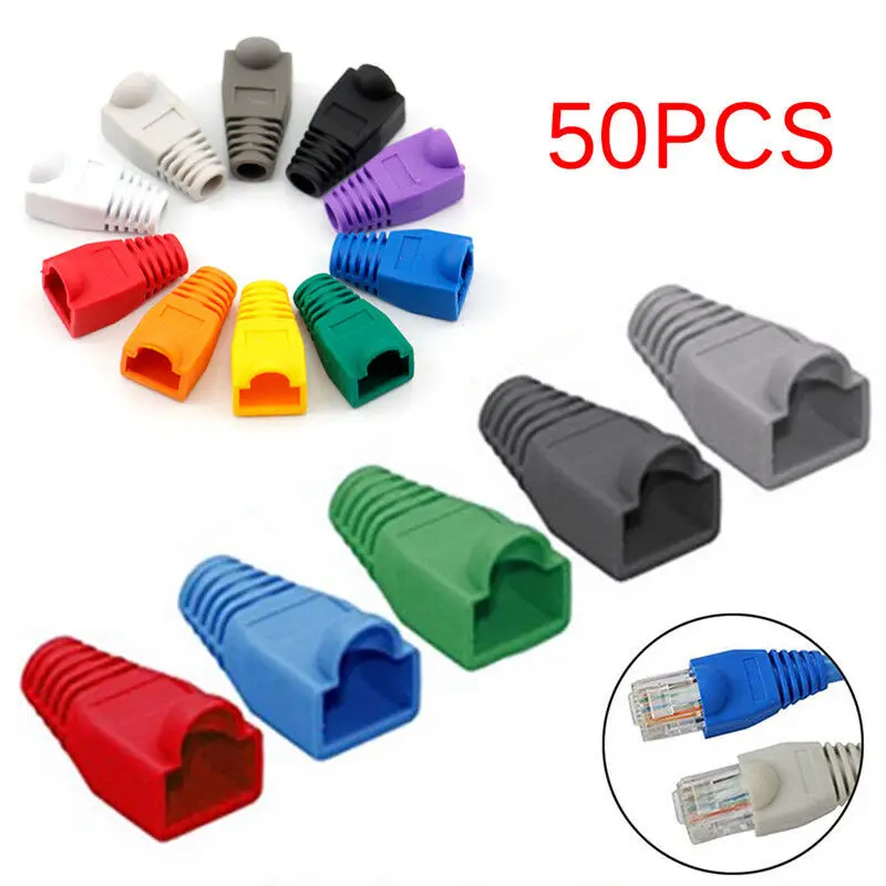 

50Pcs Modular RJ45 Network Cable Connector Plug Cover Cap Srystal Head Protective Case Network plug Socket Boot Cap