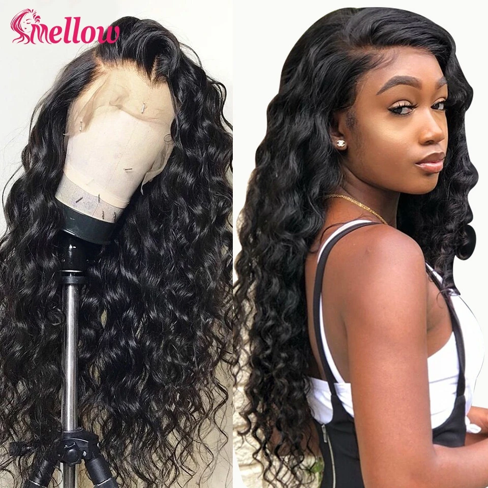 Бразильский 4X4 кружевной парик их натуральных волос волна воды кружева спереди