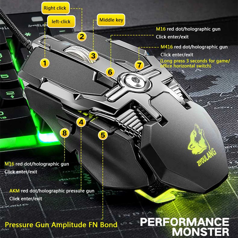 ZIYOULAN V15 профессиональная компьютерная игровая мышь USB Проводная эргономичная конструкция с подсветкой Макросъемка геймерская мышь для ПК ноутбука