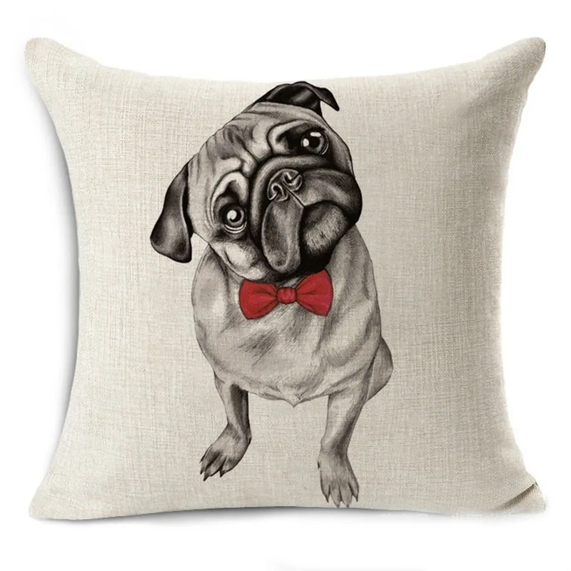 Милый Чехол на подушку Boston Terrier Perro для собак смешное животное льняной диван