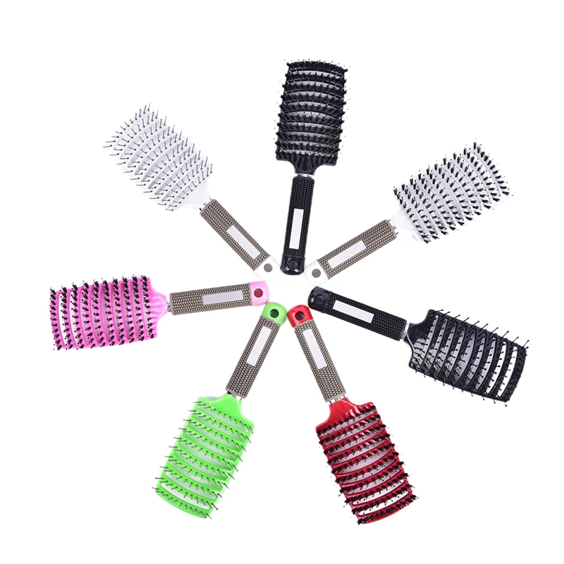 

7 Color Women Hair Scalp Massage Comb Bristle Nylon Hairbrush Wet Curly Detangle Hair Brush for Salon Hairdressing Styling Tools