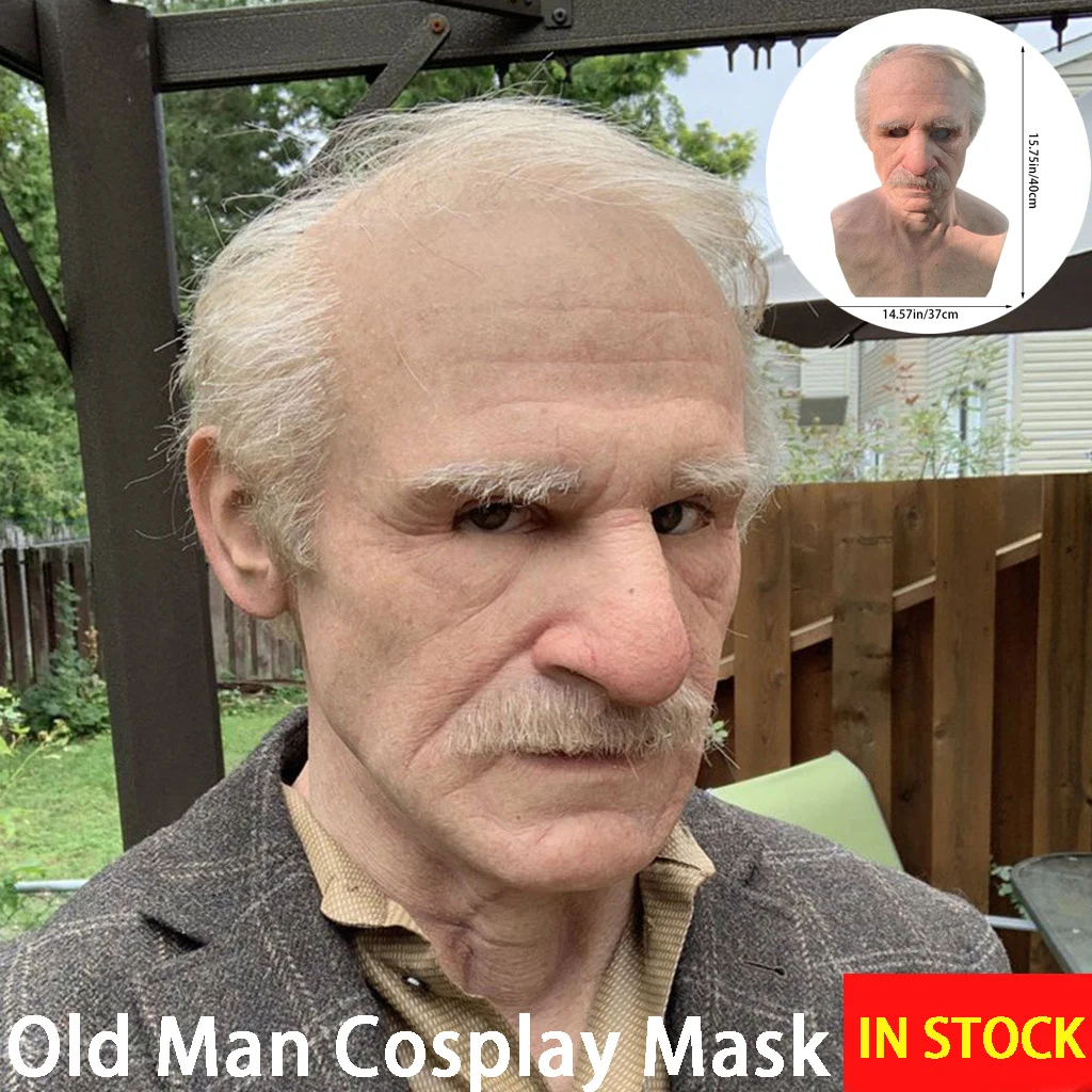 Страшная маска для старика страшная латексная на всю голову косплея забавная