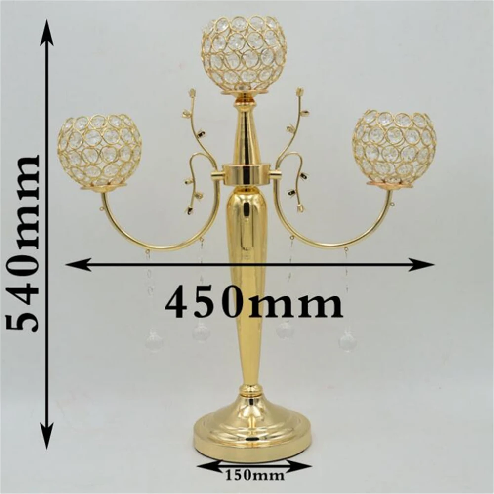 

Metal candle holder/ metal candlelabra/ 3-arms candle holder with crystals wedding candelabrum