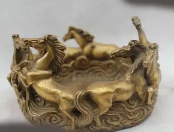 715 + 4 &quotКитайский Фэншуй латунный шесть конский горшок inkslab Статуя Скульптура |