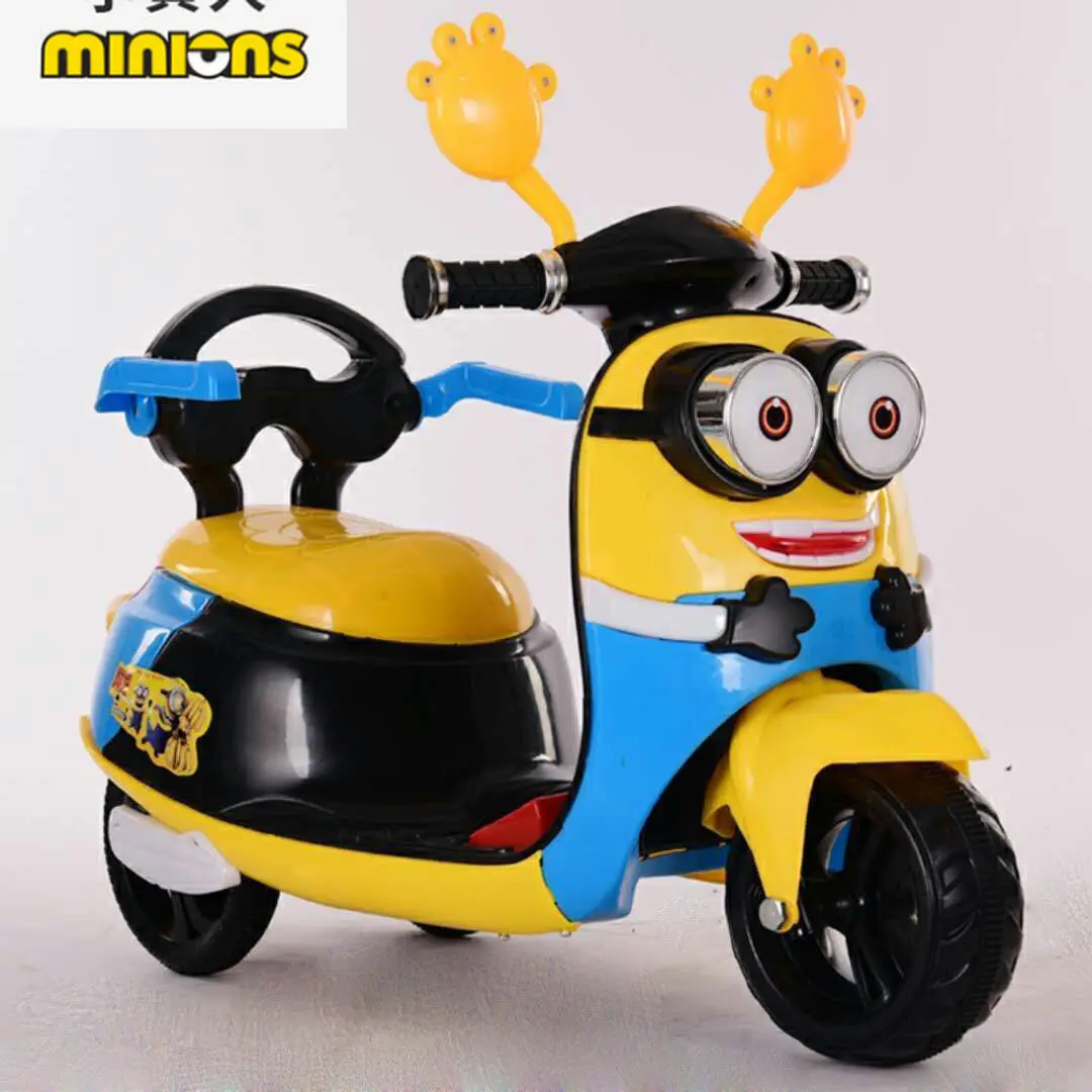 

Minions Despicable Daddy Children's Electric Car Motorcycle Three-wheeled Boy Girl Remote Control Rechargeable Battery Stroller