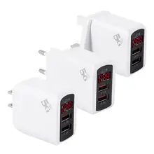 Зарядное устройство для телефона с цифровым дисплеем 2 порта USB 1