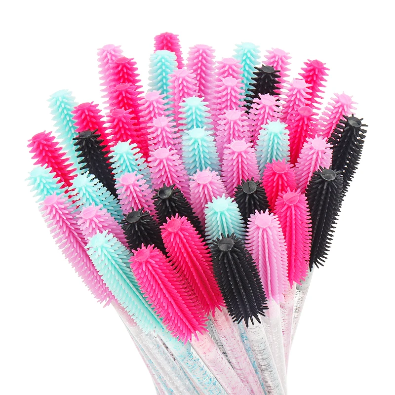 50 pcs Silicone Crystal Mascara Wands Applicator Disposable Diamond Eyelash Brushes Comb For Women Beauty Makeup Brush Tools images - 6