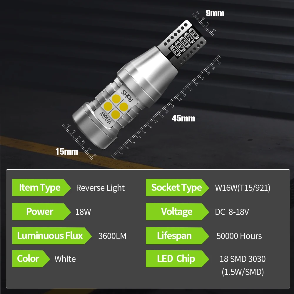 2pcs LED Reverse Light Blub W16W T15 Canbus For Hyundai Solaris Tucson i10 i20 i30 i40 ix20 ix35 Santa Fe 2 3 4 Sonata 5 6 7 8 | Автомобили