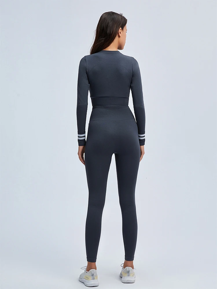 

Autumn and winter yoga suit sports fitness high waist leggings gym clothing long sleeve zipper