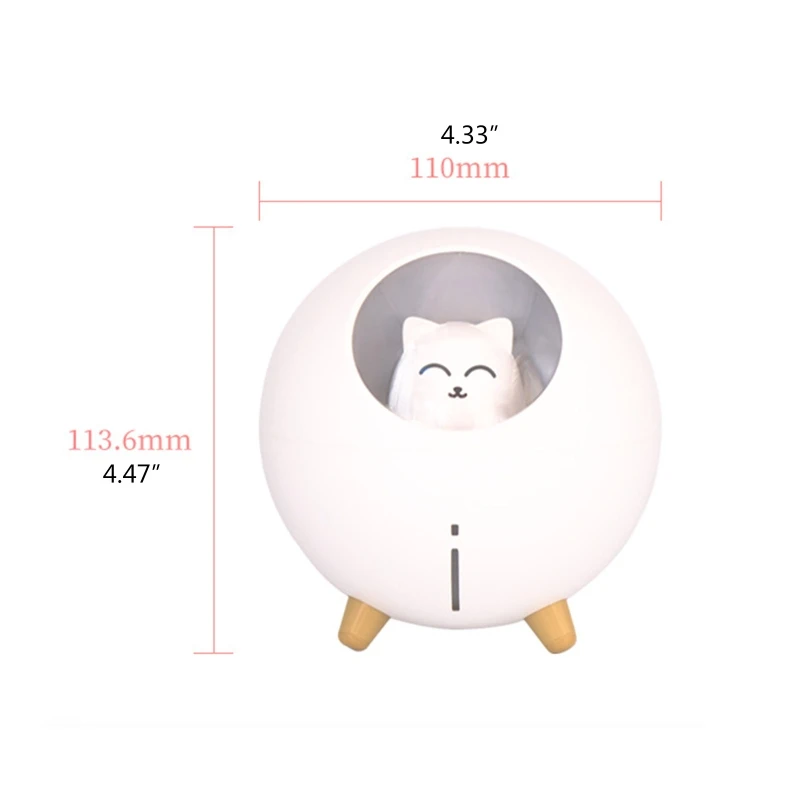 

Round Cute Cat Air Humidifier USB Mist Maker Beauty Replenishing Aroma Diffuser Ultra-quiet Operation Fogger Appliance X37C