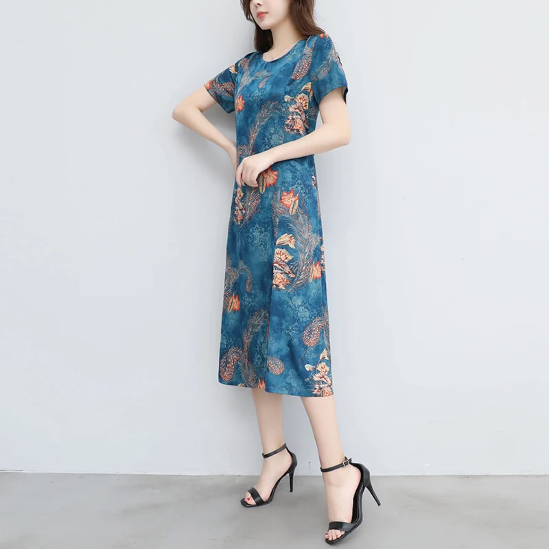 Women Summer Casual Short Sleeve Long Dress Boho Floral Print Slim Party Fashion Sexy Dresses Vestidos Plus Size 4XL | Женская одежда