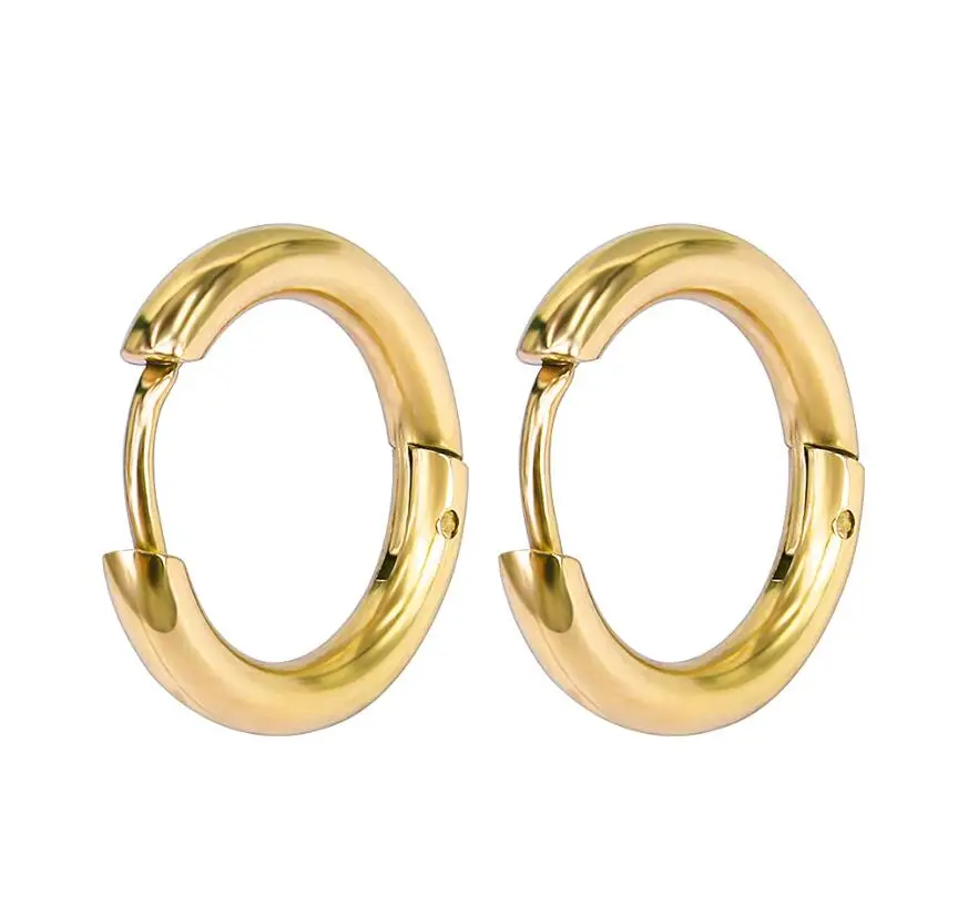 Tiny Hoop Earrings Clip for Men HUGGIE Stainless Steel Ear Cuff Minimalist Circle Buckle Ear Bone Geometric Jewelry Women Gift images - 6