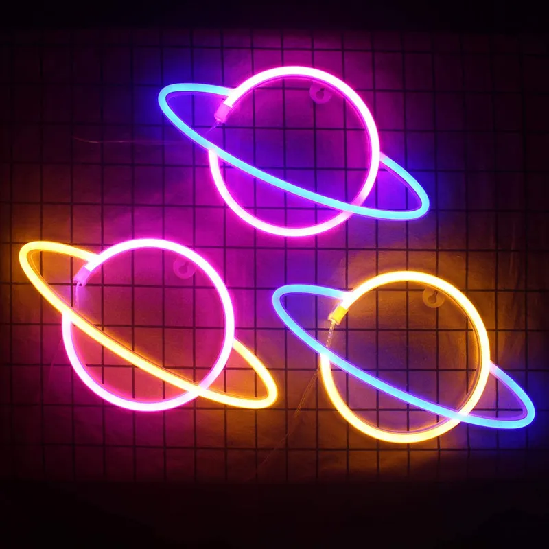 Светодиодный неоновый светильник настенный с планетами для витрин магазинов