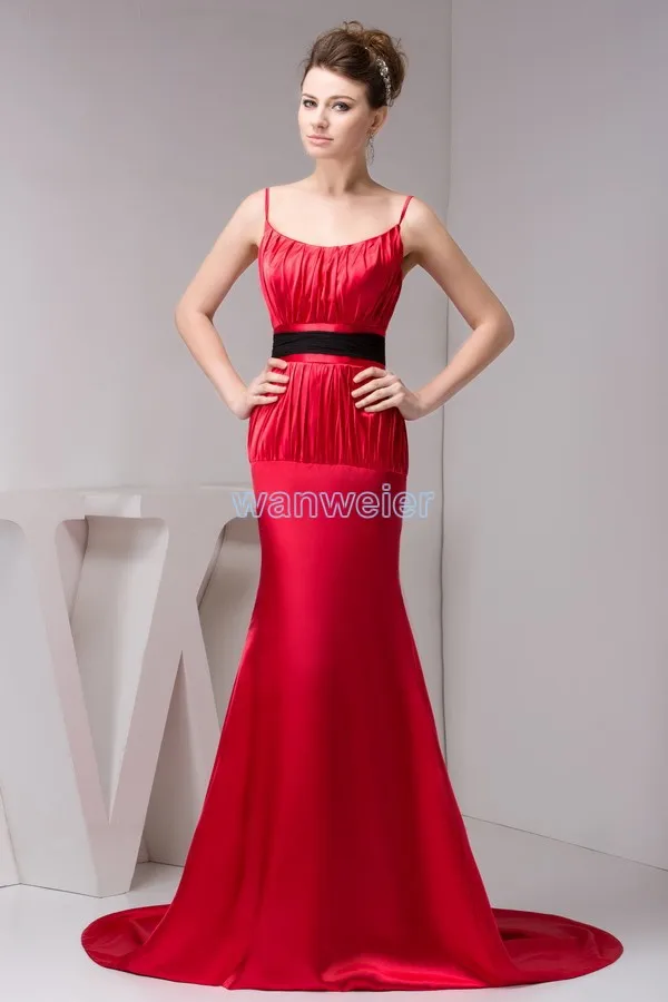 

free shipping 2016 new design high quality gown mermaid brides maid hot sale red pleat beach Custommade size/color evening dress